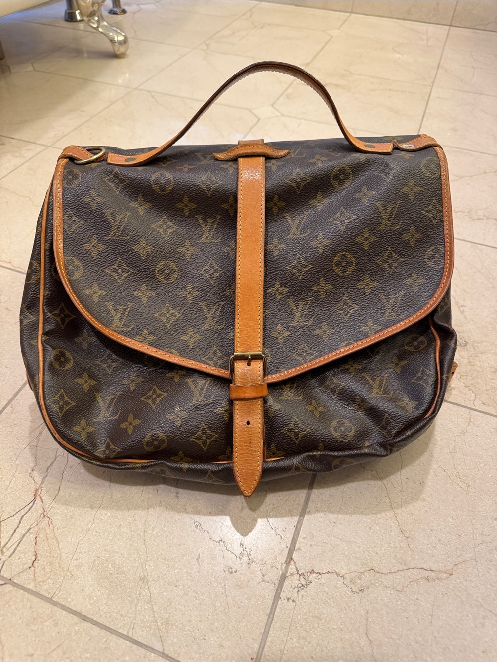 Classic Monogram Canvas Messenger Bag in Brown with Tan Trim - Picture 2 of 11